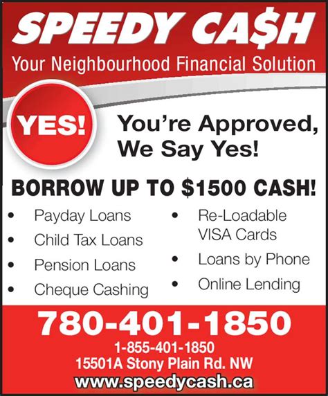 Speedy Cash Payday Advances 15501a Stony Plain Rd Nw Edmonton Ab
