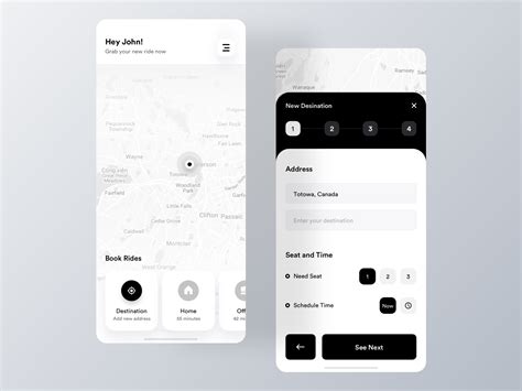 Minimal Ride Share App Design Uplabs