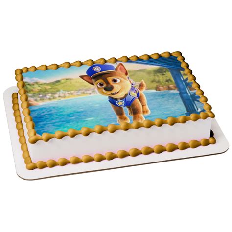 Paw Patrol The Movie Chase Edible Cake Topper Image Abpid54623 A