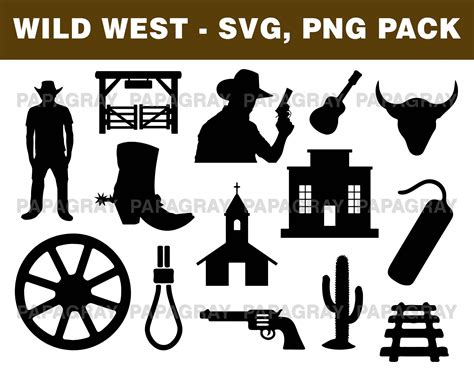 Wild West Silhouette Pack 14 Designs Digital Download Etsy