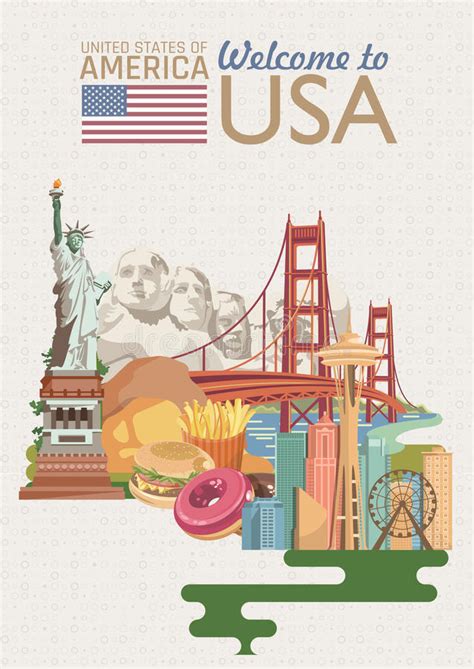 Welcome To Usa United States Of America Greeting Card With Us Flag