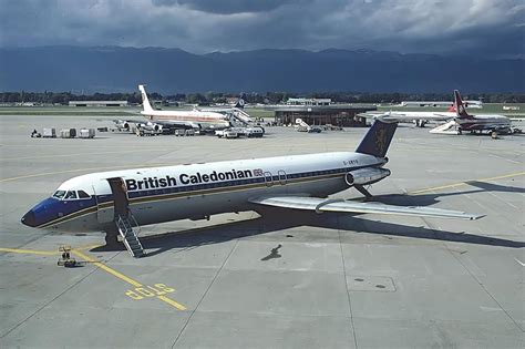 G Awyr One Eleven 501ex Of British Valedonian At Geneva November 1980