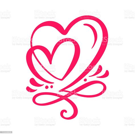 Two Lover Calligraphic Hearts Handmade Vector Calligraphy Decor For