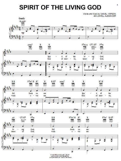 Spirit Of The Living God Sheet Music Daniel Iverson Piano Vocal And Guitar Chords Right Hand