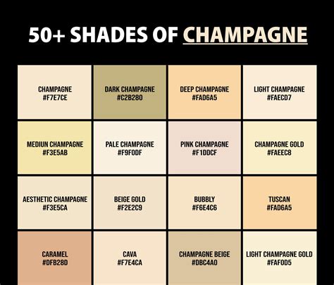 50 Shades Of Champagne Color Names Hex Rgb And Cmyk Codes