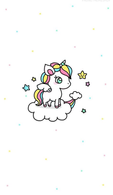 download cute mini iphone unicorn in white aesthetic wallpaper