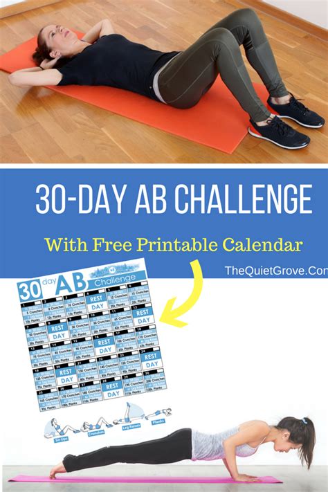 30 Day Ab Challenge With Free Printable Via Thequietgrove 30 Day Ab Workout Ab Workout Plan