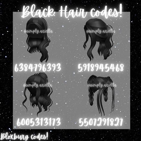 Black Hair Codes 💇🏻‍♀️ Bloxburg Codes Black Hair Roblox Coding