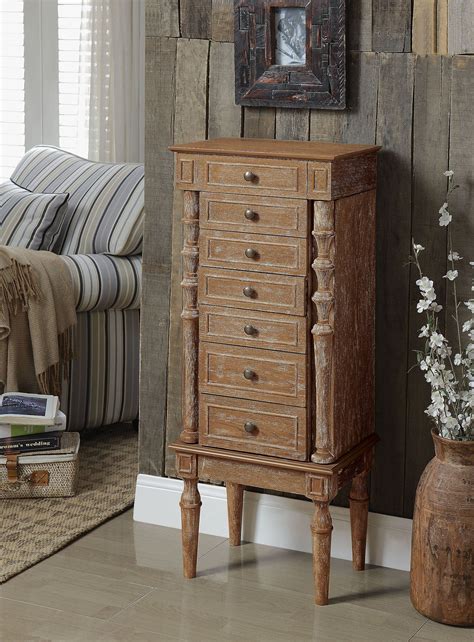 Taline Weathered Oak Jewelry Armoire 1stopbedrooms