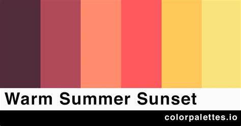 Warm Summer Sunset Color Palette Color Palettes