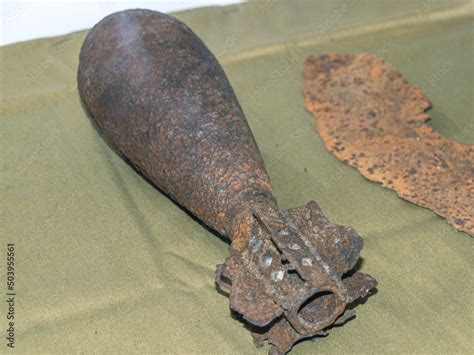 A Rusty Mortar Shell From The Second World War An Artillery Mine