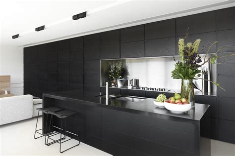 Matte Black On Black Kitchen With Stainless Steel Modern Kitchen