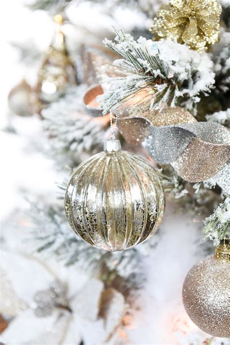 How To Decorate A Flocked Gold And Silver Winter Wonderland Christmas