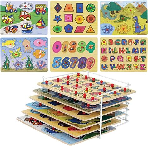 Etna Wooden Puzzles Set Includes 6 Educational Puzzles And Wire