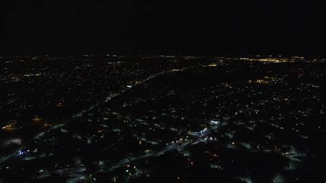 55k Stock Footage Aerial Video Fly Over Suburban Homes At Night In Hempstead New York Aerial