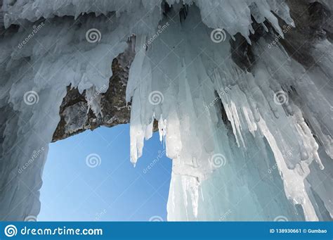 Icicles On Lake Baikal Stock Image Image Of Lake Cave 138930661