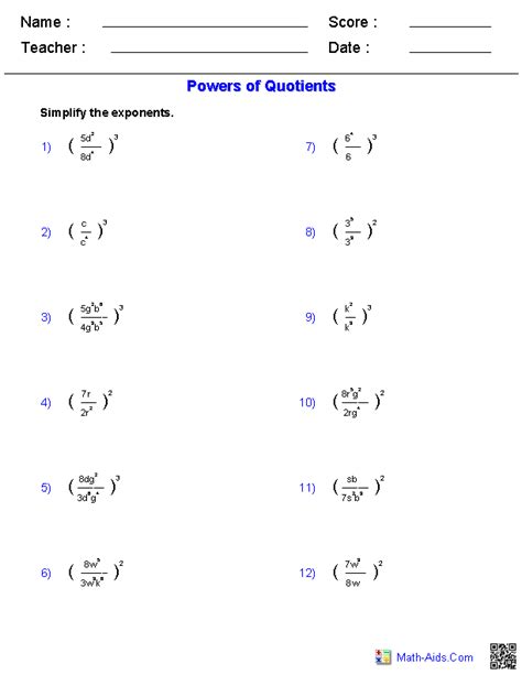 Math worksheets for teachers, kids, and parents for first through sixth grade. 15 Best Images of Exponent Rules Worksheet - Exponents ...