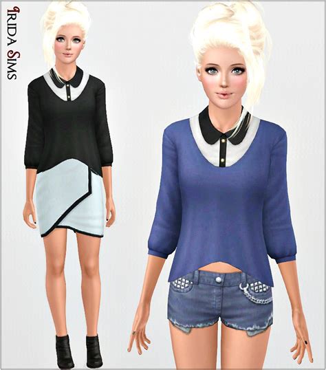 Irida Sims Sweater With A Shirt Sims 3 Mods Sims 1 Half Sleeve