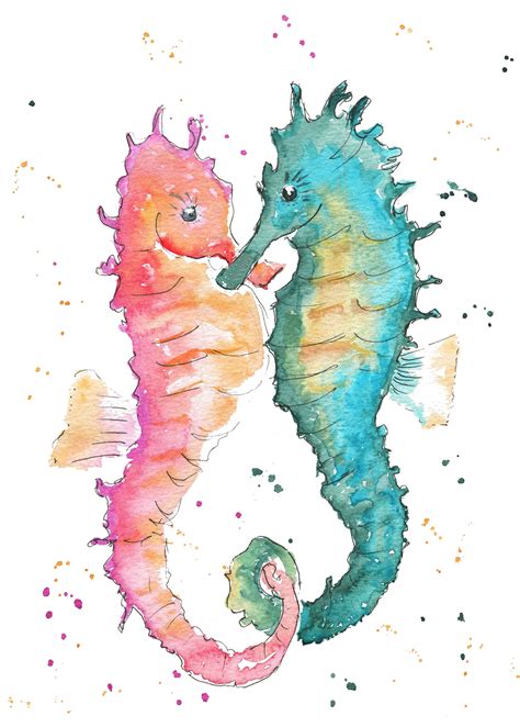 Seahorse Watercolour Giclee Art Print Of My Original Painting — Nikki