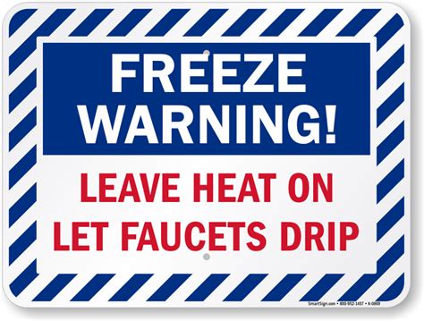 freeze warning signs labels and door hangers ships free