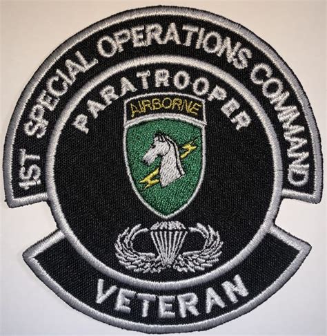 Socom 1st Special Operations Command Airborne Veteran Patch Decal