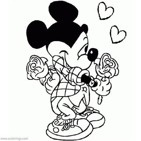 Mickey Mouse Valentines Coloring Pages XColorings Com