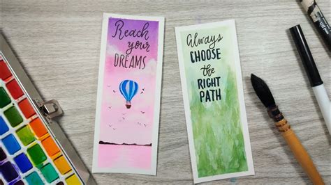 diy watercolor bookmarks with inspirational quotes youtube