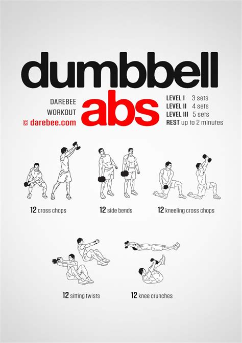 The Dumbbell Abs Workout Poster Shows How To Use Dumbbells For Strength And Flexibility