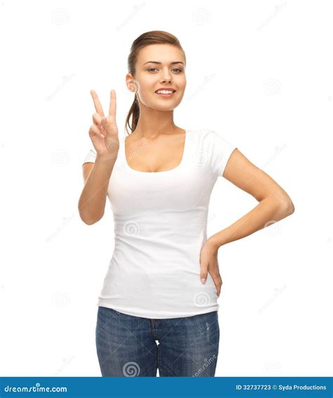Woman Showing Victory Or Peace Sign Stock Image Image Of Posing