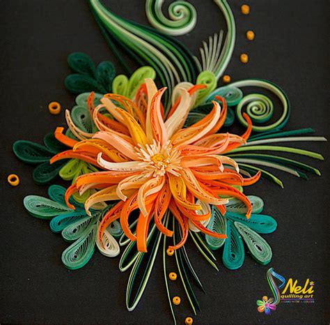 Neli Quilling Art Quilling Picture Orange Flower