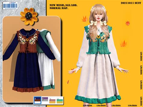 Dian Sunflower Embroidered Dress The Sims 4 Catalog