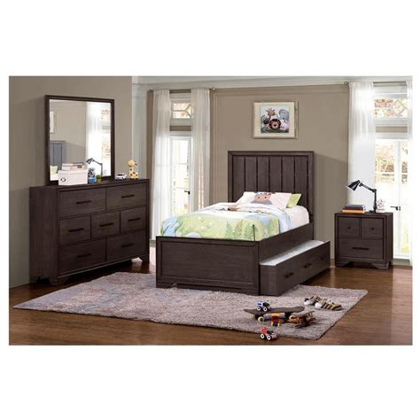 5 piece bedroom sets typically offer a bed, two dressers, and a mirror but always double check the specifications to be sure. Granite Falls 4-Piece Full Bedroom Set | El Dorado Furniture