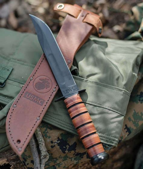 Ka Bar 1217 Usmc Fighter Plain Knife With Sheath Survival Supplies