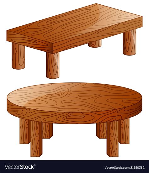 Cartoon Wooden Tables Isola Royalty Free Vector Image