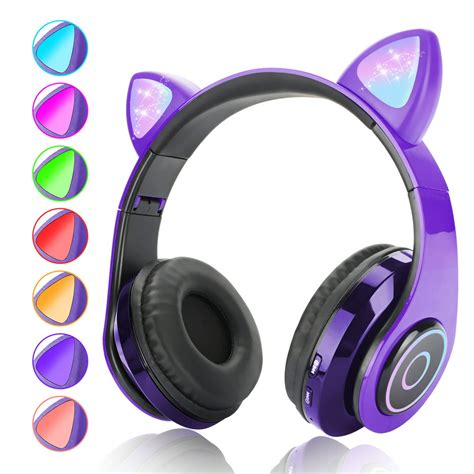 Bluetooth 50 Headphones Tsv Wireless Cat Ear Headphones Over Ear