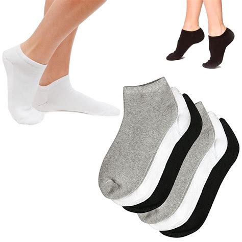 Alltopbargains 6 Pairs Women Ankle Socks Ped Low Cut Fit Crew Size 10 13 Sport Black White