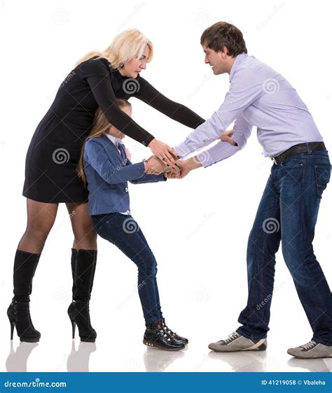 Sad Looking Girl With Her Fighting Parents Stock Photo Image Of