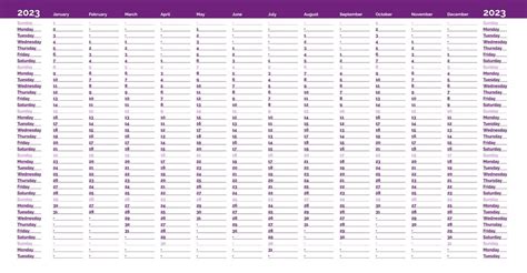 Plantilla De Planificador Anual De Calendario Lineal Púrpura Simple