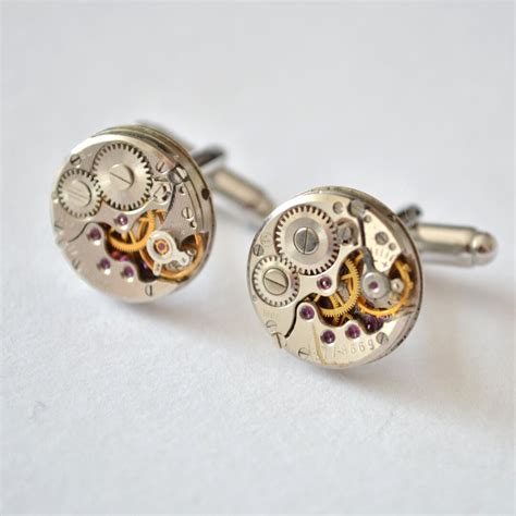 Round Cufflinks Cuff Links Steampunk Groomsmen Cufflinks Best Man