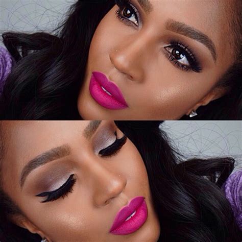 bold brows and bright lips brownskin hot pink lipsticks lipstick colors lip colors matte