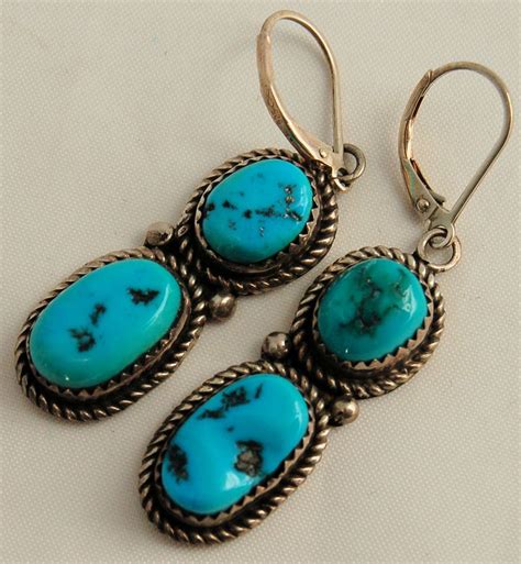 Bright And Vibrant Native American Turquoise Earrings From The Ruby