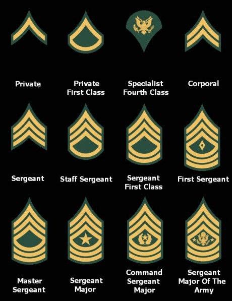 Enlisted Ranks Army Patches Military Army Medals Military Marines