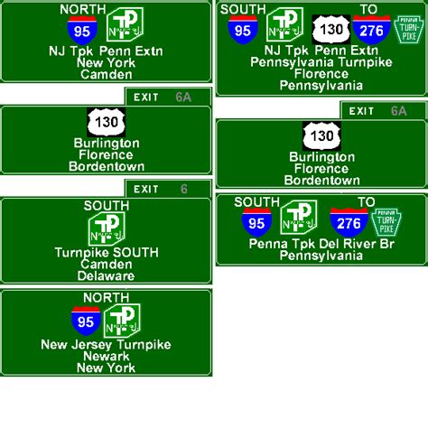 Exit List For The New Jersey Turnpike Pennsylvania Extention I 95