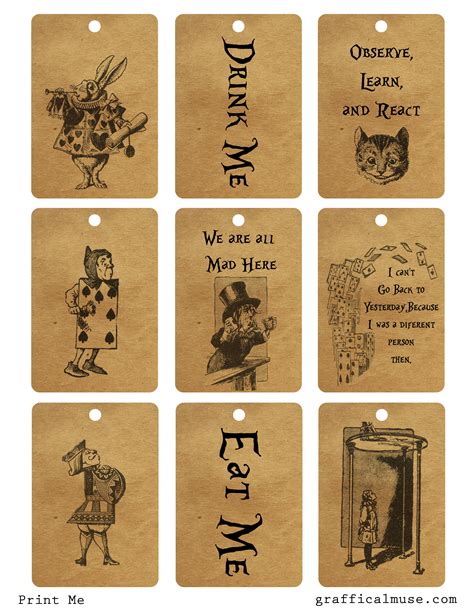Free Vintage Alice In Wonderland Printable Tags The
