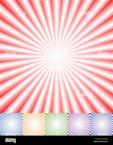 Colorful Starburst Sunburst Background Set Converging Radiating