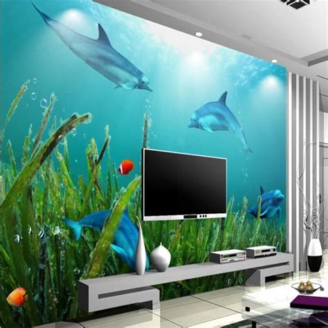 Beibehang Large Custom Wallpaper Aesthetic Underwater World Dolphin
