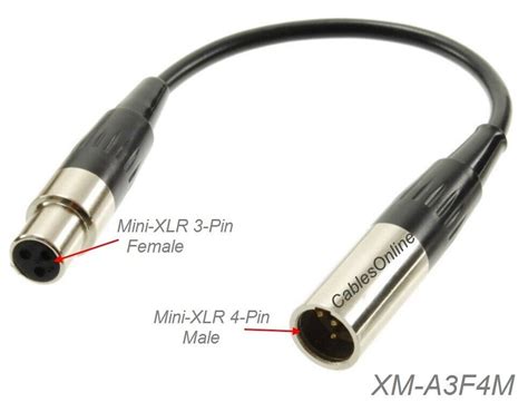 Cablesonline Xm A3f4m 6 Mini Xlr 4pin Male To Mini Xlr 3pin Female