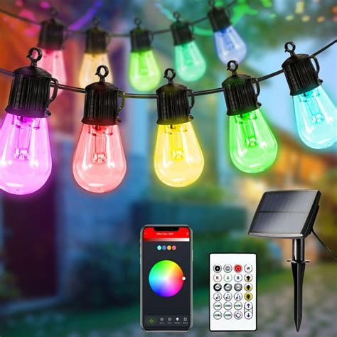 25ft Solar Outdoor Waterproof String Lights With App Control Music Sync