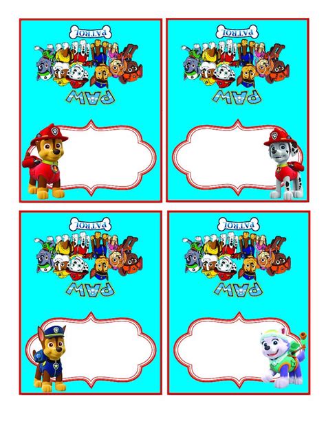 Instant Download Paw Patrol Food Labels Food Labels Buffet Etsy