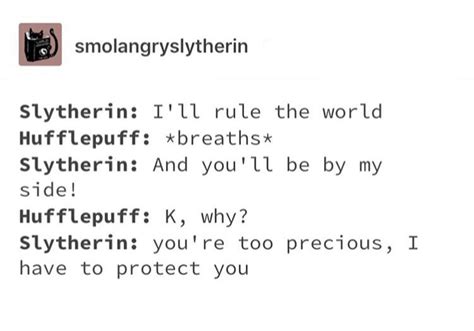 I Seriously Think That A Hufflepuff And A Slytherin Go Together